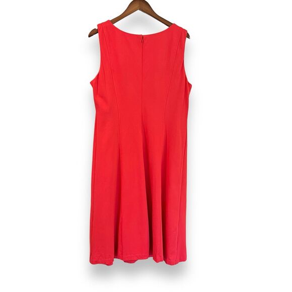 Talbots Red Ponte Sleeveless Sheath Dress 14 Knee Length Stretch Office Career - Picture 5 of 7